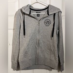 U.S. Polo Assn. Light Gray Zip Hoodie with Black Drawstrings